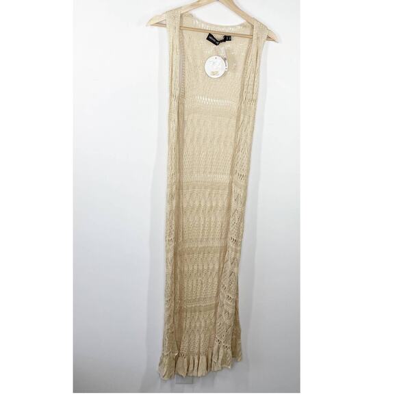 LF House of Three Cream Tan Duster Cardigan Women's Size Small/Medium S/M NWT - Picture 1 of 10